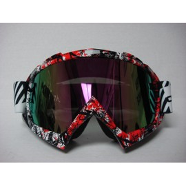 Motocross ATV Dirt Bike Off-road Ski Red Goggles Tinted Lens