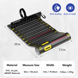THKFISH 53in Fish Ruler with Measuring Board, Portable Waterproof Folding Fishing Ruler Fish Measuring Tape for Boat, Kayak, Coolers, Yacht and Workbench
