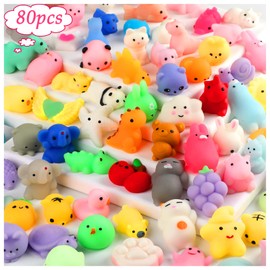 KINGYAO 80pcs Mochi Squishy Toys, Mini Kawaii Squishy Fidget Toys Bundles Squishies Party Favors for Kids Gift for Easter Basket Stuffers Egg Fillers Birthday Classroom Prize Pinata Christmas Stocking