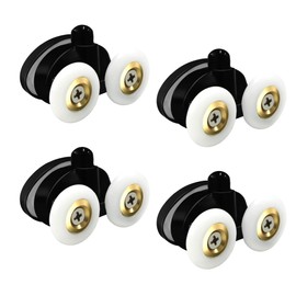 4X Double Shower Door Rollers, 26mm Bottom Sliding Shower Doors Pulleys, ∮23 Shower Door Wheels Replacement Kits for Bathroom Glass Doors, fit for 5-6mm Glass，Matte Black