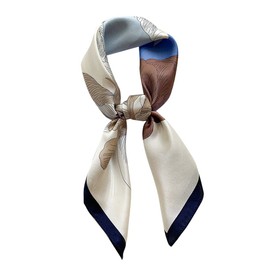 MEISEE 100% Pure Mulberry Silk Square Scarf 27"'x27-70CM Head Scarf for Women Natural Silk Neckerchief Printed Headscarf-blue flower-2