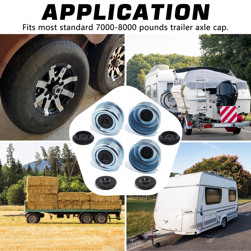 GREPSPUD 4pcs 2.72'' Trailer Hub Dust Caps, Trailer Spindle Bearing