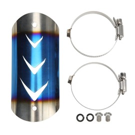 Heat Shields Pipe Shield, Exhaust Muffler Pipe Protector Stainless Steel Heat Shield Cover Universal for Motorcycle(Toasted blue)