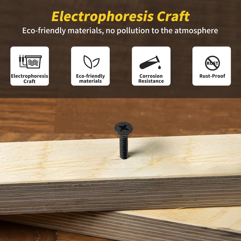 Wood Screws Assortment Kit, FIXLINK 240 PCS High Hardness Flat