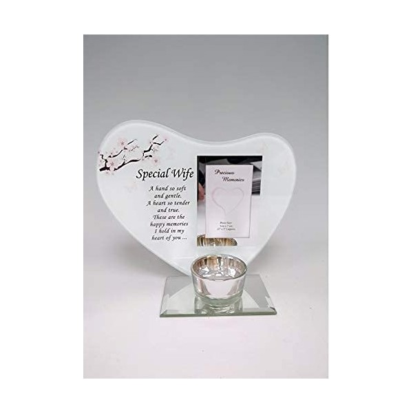 Special Heart-Shaped Plaques and Tealight Holders - Remembrance Memorials With Special Sentimental Messages for Your Loved Ones (Wife)