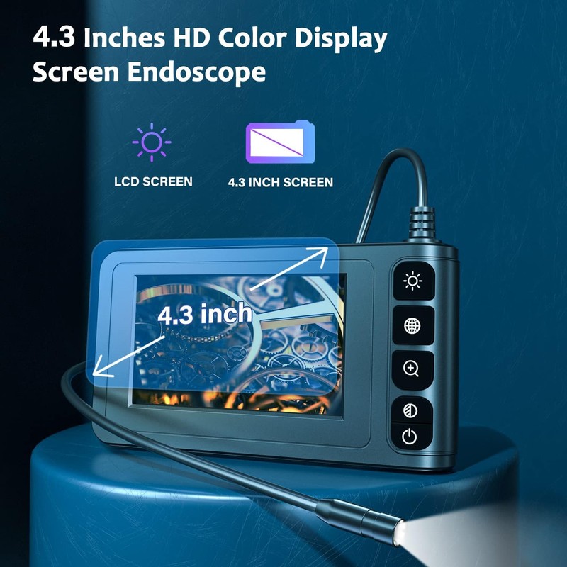 Industrial Borescope, SKYBASIC 4.3" Inch Digital Endoscope 16.5-Foot Snake Inspection