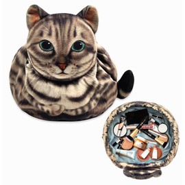 EatingBiting Cosmetic BagCat Cosmetic Bag Cosmetic Pouch Funny Kitten Drawstring Toiletry Bag Makeup Travel Bag Organizer Portable Soft For Business Gyms