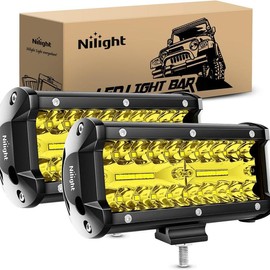 Nilight LED Pods 2Pcs 6.5 Inch 120W Yellow Flood Spot Combo Triple Row Driving Lamp Roof Bumper Off Road LED Work Lights Bar for Van Camper Wagon Car Pickup Golf Cart ATV UTV SUV Truck Boat 4x4#springtok - Color: 6.5 Inch 120W Yellow Flood Spot