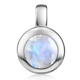MATERIA by Matthias Wagner Women's Round Gemstone Pendant 925 Silver with Chain, Gemstone