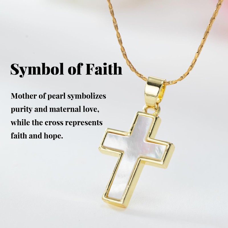 Mother of Pearl Necklace Faith Necklace for Women 18k Gold