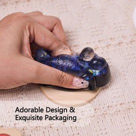 Transparent Black Paw Squishy Squeeze Toy, Kawaii Stress Relief Fidget Sensory, Soft Silicone Squeeze Gifts for Kids Adults Party Favors (Blue)