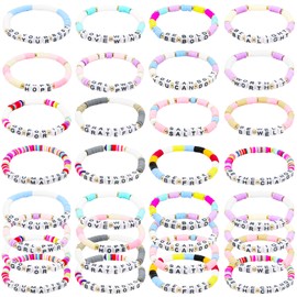 yesaior 64 pcs Inspirational Beaded Bracelets Bulk Adjustable Colored Motivational Bracelets Friendship Beaded Encouragement Gifts for Women Men Teens Home Office Party Favor Gifts Supplies (Clay)