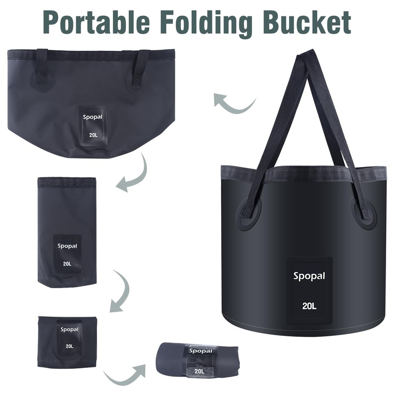 Spopal Collapsible Bucket [Large Capacity 20L= 5 Litre] Portable Folding