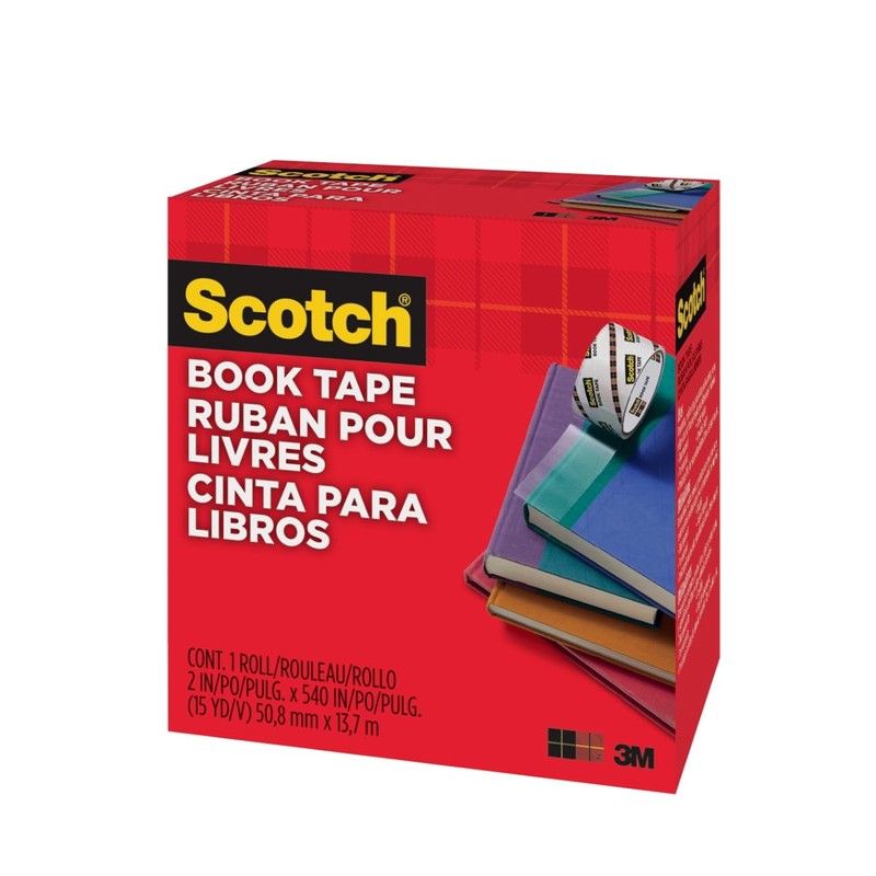 Scotch Book Tape, 2 in x 540 in, Excellent for
