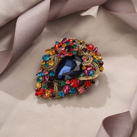 EVER FAITH Women's Brooch Drop Rhinestone Crystal Clip Vintage Style Flower Cluster Brooch Pin for Concert Brown Antique Gold Tone, Crystal, No gemstone