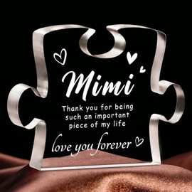 Gifts for Mimi, Mimi Gifts from Granddaughter Grandson, Birthday Mothers Day Thanksgiving Christmas Gifts for Mimi, Best Mimi Gifts Ideas, 4.9 x 3.7 inch Engraved Acrylic Block