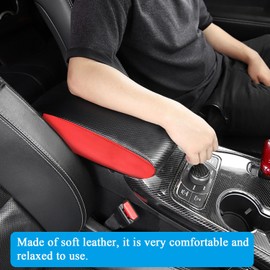 Rifoda Center Console Armrest Cover for 2011-2021 Jeep Grand Cherokee Accessories Arm Rest Box Pad Console Lid Protection Saver (Carbon Fiber with Red)