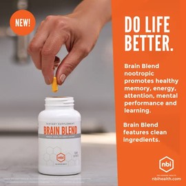 NBI Mezcla cerebral para la memoria, la concentración y la función cognitiva para hombres y mujeres  Sin cafeína, con ALCAR, ácido alfa lipoico,...   