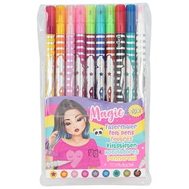 Depesche TOPModel 10724 Magic Double Fibre Tip Pens with Double Tip, 9 Colours and a Magic Pen for Great Colour Effects in Case