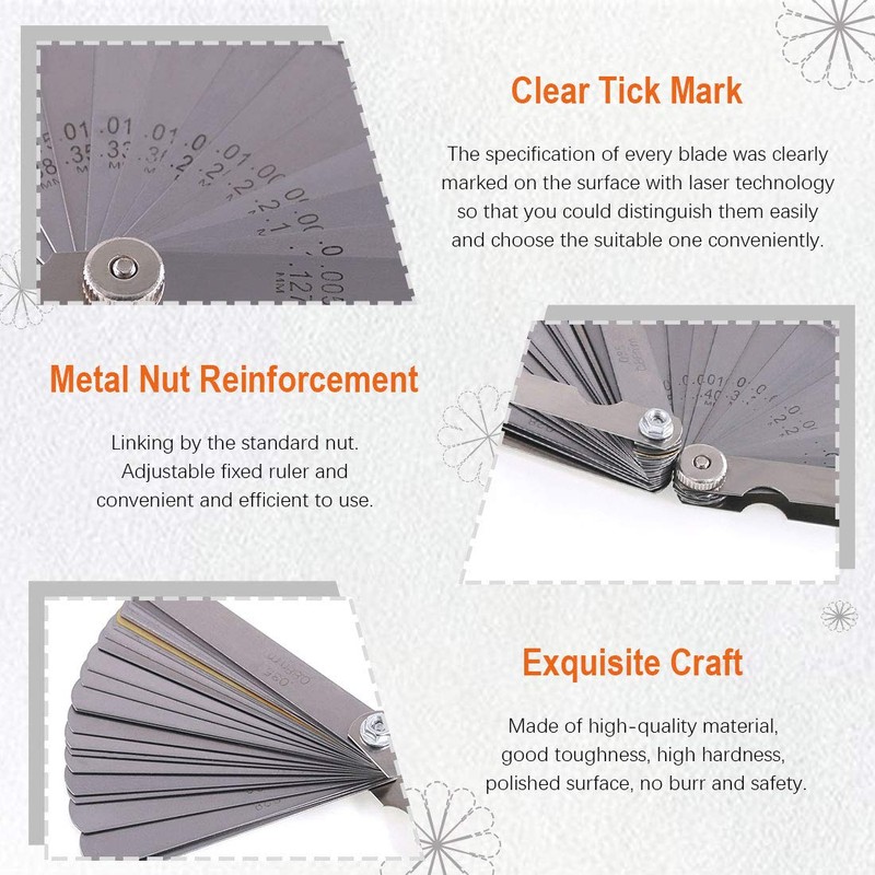 Rustark 2 Pack Stainless Steel Feeler Gauge Set Standard SAE