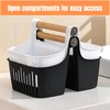 Boxonly Portable Bathroom Storage Basket - Bamboo Handle Organizer for