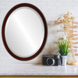 OVALCREST Oval Beveled Wall Mirror for Home Decor - Toronto Style - Rosewood - 18" x 14"