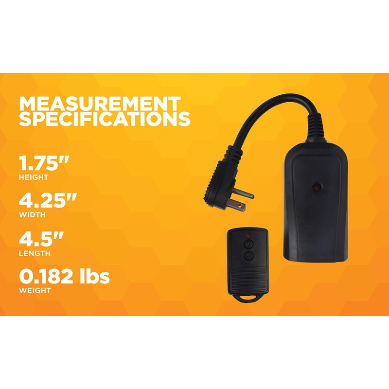 Woods 32555WD Weatherproof Outdoor Electrical Outlet Switch; Wireless Remote Control