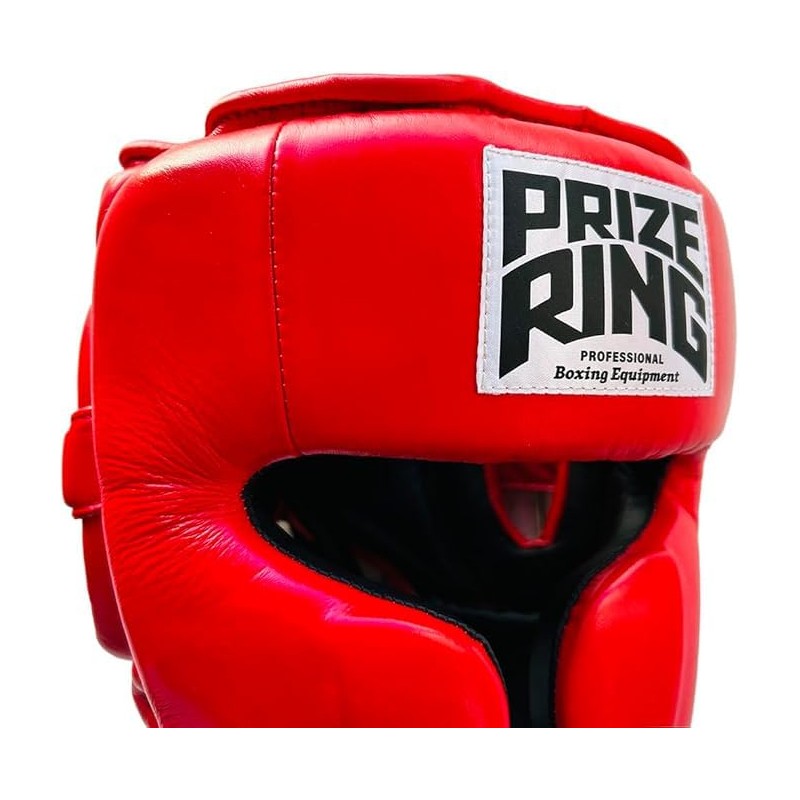 PRIZE RING "Professional SX" Genuine Leather Headgear Red (L)