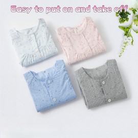 DURASIKO Fracture Suit,Surgery Clothes,Nursing Suit,Patient Clothes,Easy to Wear and Take Off,Double-Layer Soft Gauze,Suitable for Fractures/Paralysis/Bedridden/Patient Dressing Changes,Long,Women