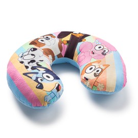 Jay Franco Bluey Kids Travel Neck Pillow - Soft Polyester Support for Car, Airplane & Road Trips - Cute Bluey and Bingo Design - Comfortable Child Neck Support for Ages 3-10