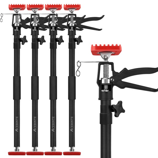 4PK Support Pole,Steel Telescopic Quick Adjustable 3rd Hand Support System, Support Rod, Supports up to 154 lbs Construction Rods for Cabinet Jacks Cargo Bars Drywalls Extends from 50 Inch to 118 Inch