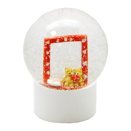Snowglobe for You 40090 Photo Snow Globe Glass Filled Photo Frame Love Teddy with Plastic Base White Round 100 mm Diameter