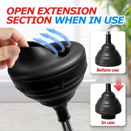 FORASTO Heavy Duty Toilet Plunger - Powerful Clog Removal,Plungers for Bathroom,Bathroom Accessories,Cleaning Supplies,Home Essentials,Bathroom Decor,Toilet Bowl Cleaners,Black
