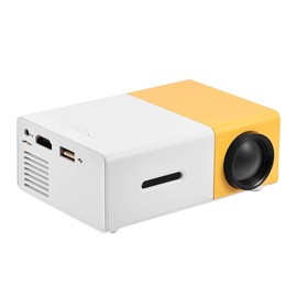 ASHATA Projector, Portable Projector LED Home Cinema Projector Multimedia Player, Supports HDMI/AV/USB/TF/3.5 mm Audio for Open-Air Cinema, Party, Christmas etc. (White + Yellow)