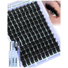 Goddvenus Salon-Like Lash Clusters Kit With Spikes DIY Eyelash Clusters D Curve Spiky Full Cluster Eyelash Extensions Kit Individual Lashes Cluster Kit (10-16mm 130Pcs)