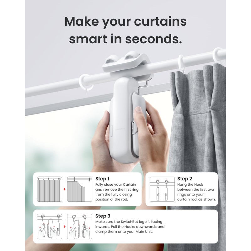 2025 Automatic Curtain Opener 3 Rod - Bluetooth Remote Control