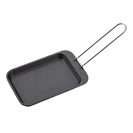 Captain Stag UM-2403 Cast Iron Plate, Compact Plate, Large, No Seasoning Required, Handle Included, Black