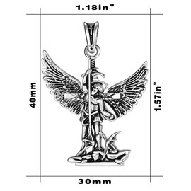 VANAODUC Saint Michael Cross Necklace for 925 Sterling Silver Pendant Necklace Religious Jewelry Amulet Festival Gifts for Women Men DZ34-2