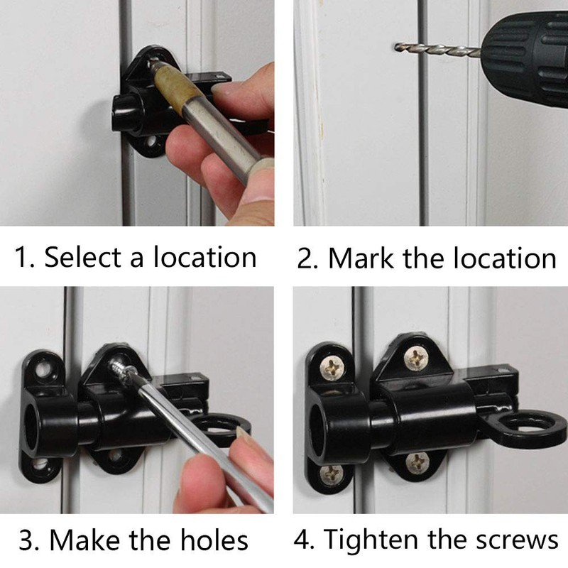 Bhina Pack of 2 automatic locking door latch, spring lock,