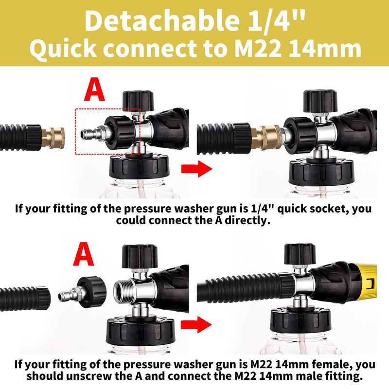 FENG PAI Foam Cannon for Pressure Washer with Dual-connector Accessory,