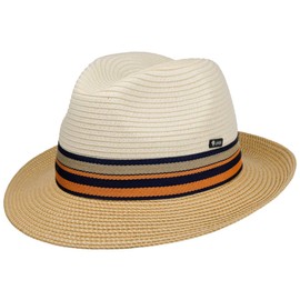 Lipodo Corinaldo Bogart Straw Hat - Multicoloured Design - Made in Italy - Hat for Men - Spring/Summer - Airy Sun Hat, cream white