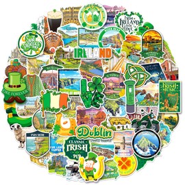 YTSQLER 200 PCS Ireland Stickers, Irish Travel Stickers for Scrapbook Water Bottle Laptop, St. Patrick's Day Party Decorations, Ireland Souvenir Gifts for Women Men Teens