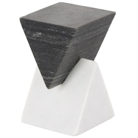Deco 79 Marble Geometric Decorative Sculpture Stacked Pyramid Home Decor Statue with White Base, Accent Figurine 4" x 4" x 7", White