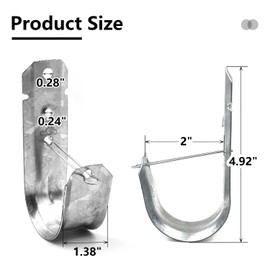 Itvexeme 50 Pack 2-Inch Large Cable Support J Hooks with Retainer Clips, Galvanized Steel J-Hook Wire Hangers for Cables, Wires, Cords Management and Organization