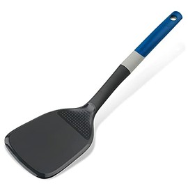 Tasty Cooking Spatula with Grater, Cooking Turner with Non-Stick Heat Resistant Nylon Head, Non-Stick Kitchen Turner, Non-Scratch Kitchen Utensil, Dimensions: 34 x 9.5 cm, Colour: Dark Blue & Grey