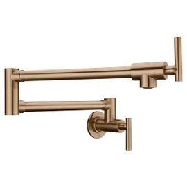 Braccia Series 24" Wall Mounted Pot Filler in Rose Gold | 24” Reach Spout Solid Brass Two Handle Dual Shut-Off Valve Double Joint Swing Arm Wall Mount Single Hole Kitchen Folding Faucet | KF-AZ258RG