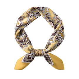 Mariorlsy Men's Vintage Silk Feel Square Scarf - Luxury Satin Bandana Neckerchief with Tiny Medallion & Geometric Print - Versatile Headscarf Fashion Accessory for Men