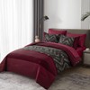 Luxudecor Burgundy Comforter Set Queen Size 7 Pieces Red and