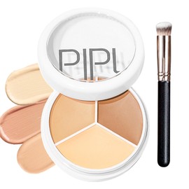 Cream Concealer Full Coverage Palette, 3 Colour Concealer Makeup Palette Blendable Shades,Concealer Stick for Corrects Dark Circles Red Marks Scars Waterproof Highlight Contour Concealer Palette