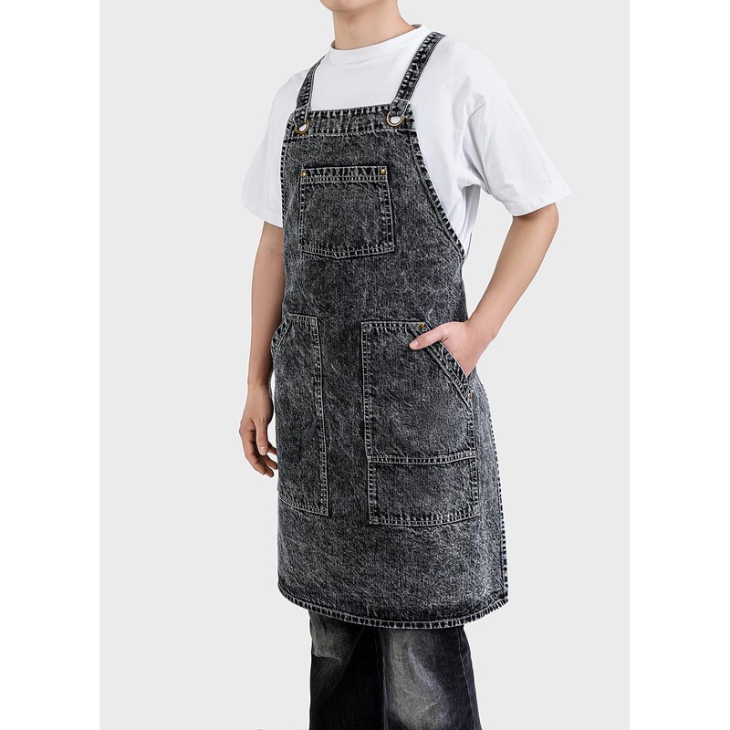 Tobyan Cotton Denim Apron Soft - Unisex Adjustable Bib Apron